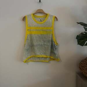 Free People "Love" Yellow Striped Tank‎ Top